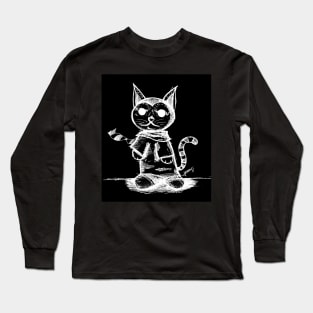 gentleman cat in ecopop wallpaper Long Sleeve T-Shirt